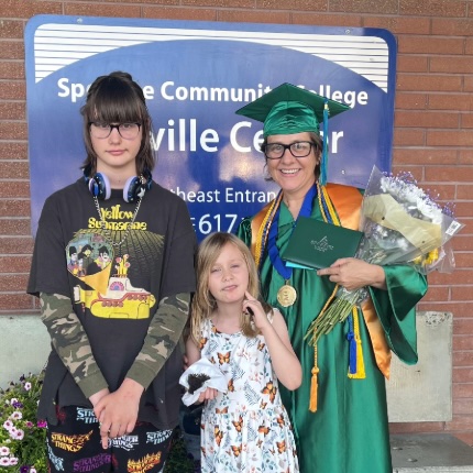 Laura Hathorn and her two daughters at SCC Colville graduation.