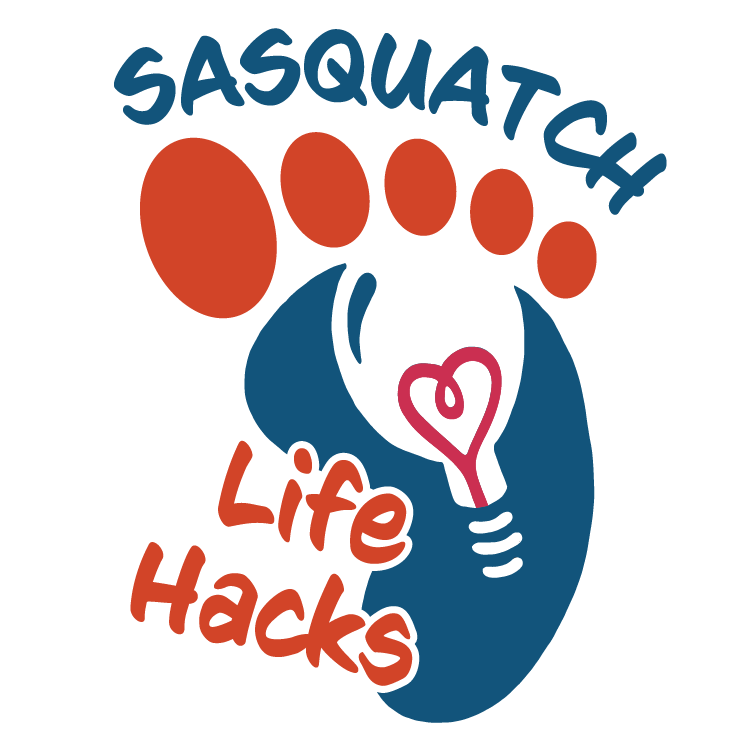Bigfoot with Sasquatch Life Hacks around it